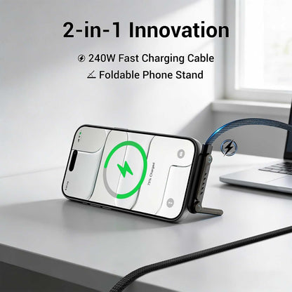 VYRNIX™ 2-in-1 Flex Stand Type-C  Charging Cable with Integrated stand.