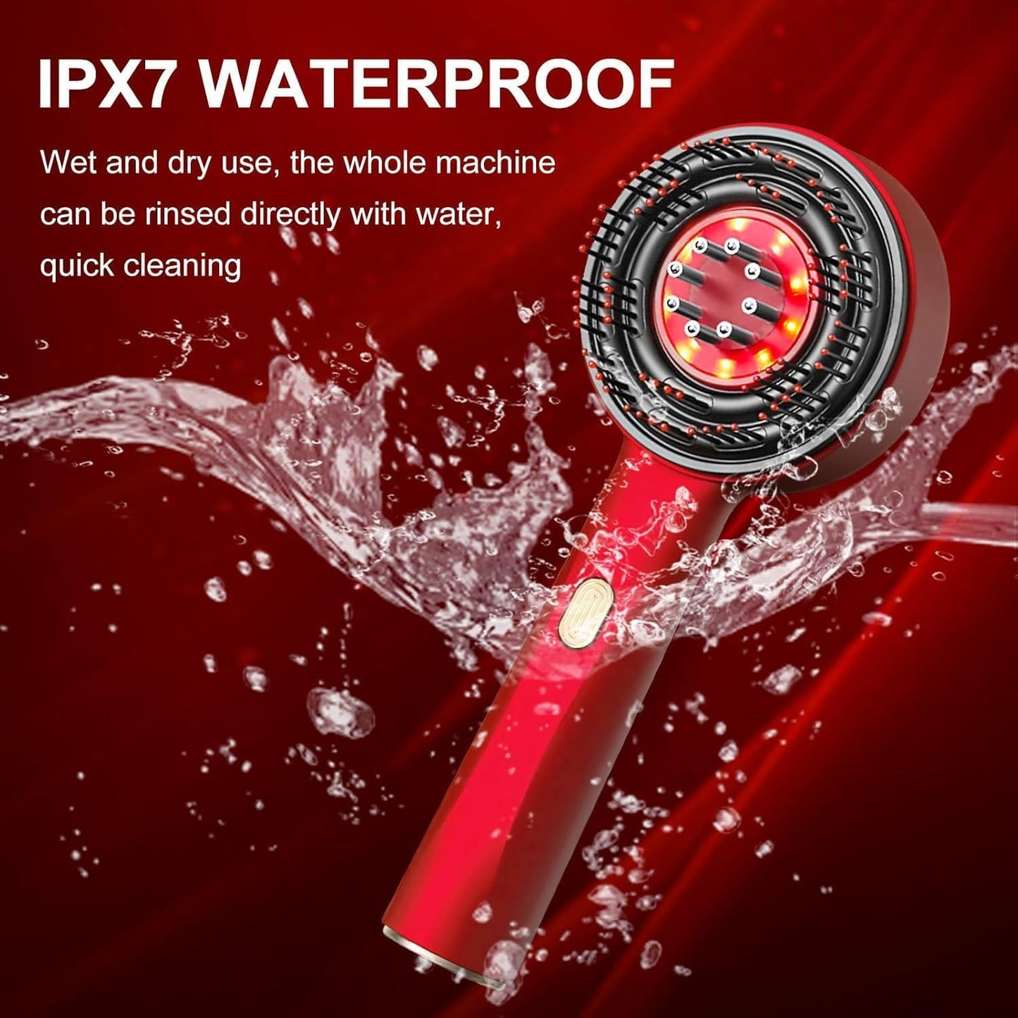 Electric Scalp Massager & Oil Applicator – Waterproof Red-Light Hair Growth & Relaxation Brush