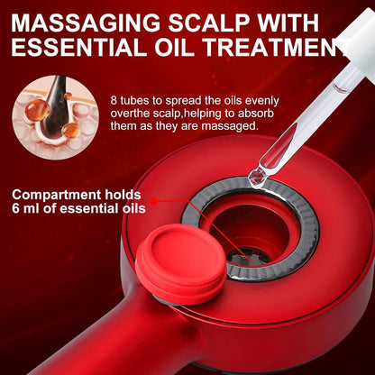 Electric Scalp Massager & Oil Applicator – Waterproof Red-Light Hair Growth & Relaxation Brush