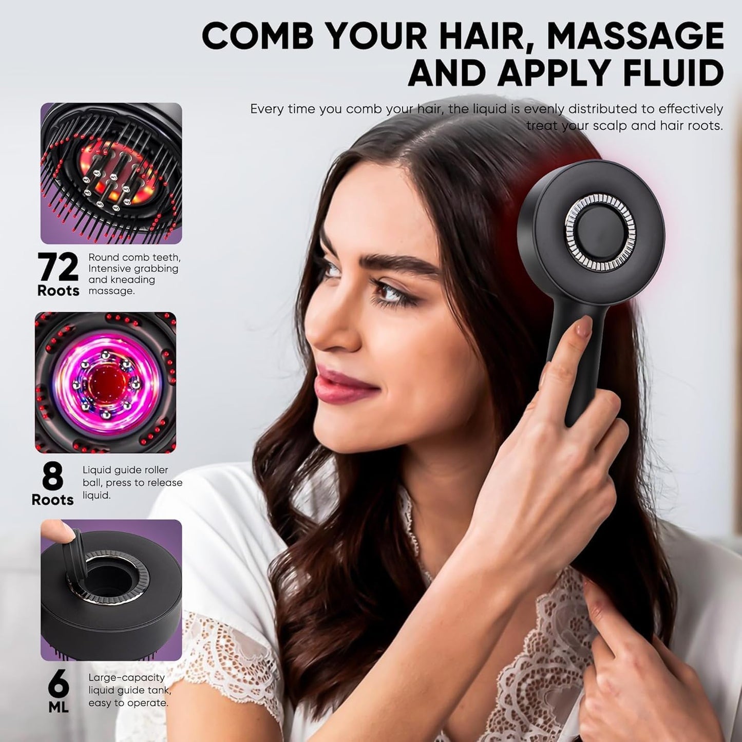 Electric Scalp Massager & Oil Applicator – Waterproof Red-Light Hair Growth & Relaxation Brush