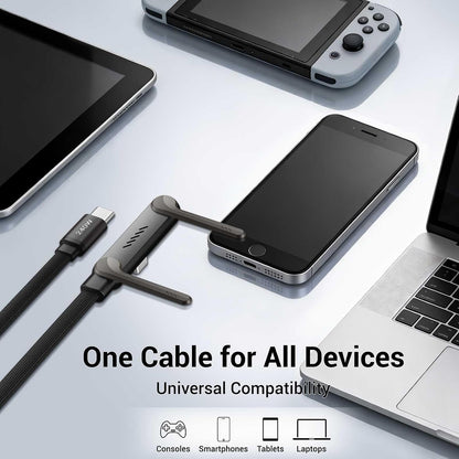 VYRNIX™ 2-in-1 Flex Stand Type-C  Charging Cable with Integrated stand.