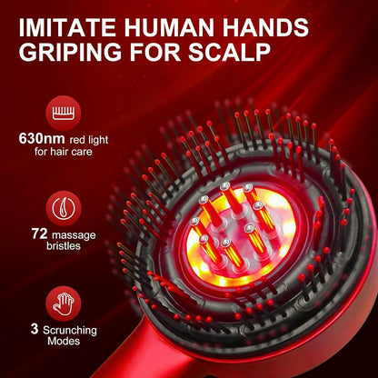 Electric Scalp Massager & Oil Applicator – Waterproof Red-Light Hair Growth & Relaxation Brush
