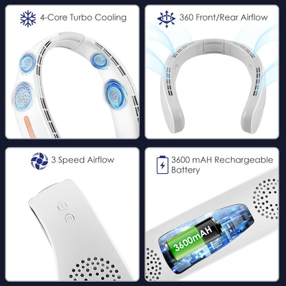 CoolBreeze Pro™ Smart Neck Fan – 360° Cooling | Bladeless | Ultra Silent | Long Battery Life