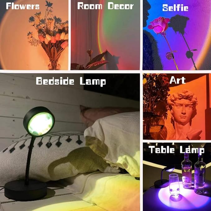 Sunset Aura™ RGB Projection Lamp – Remote Control 16-Color Mood Light for Aesthetic Rooms & Photography