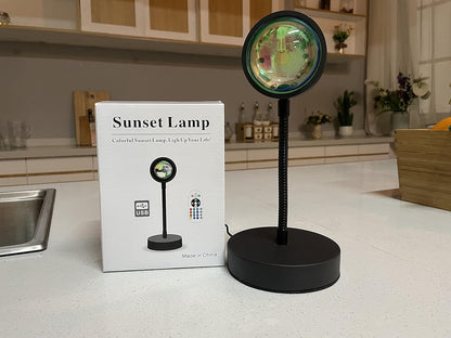 Sunset Aura™ RGB Projection Lamp – Remote Control 16-Color Mood Light for Aesthetic Rooms & Photography